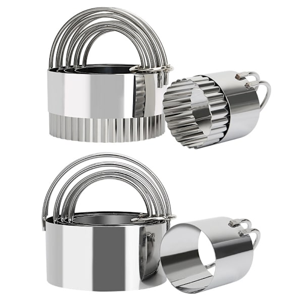 Biscuit Cutter Set (5 stk./sæt), Rustfrit Stål Runde Biscuit