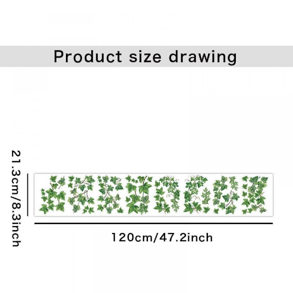 2 st Gröna Hängande Väggdekaler med Rankor, Ivy Leaf Växtväggdekor, Sovrum