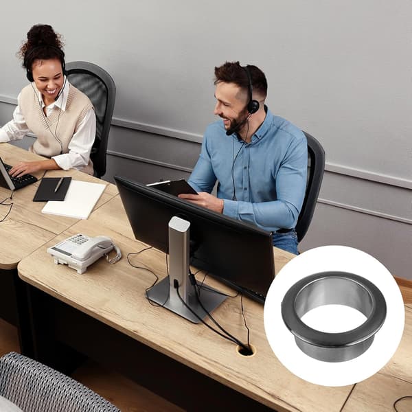 Bordkabelkanal - Dekorativ ring til møbelgevindkasser, kabelstyring til stationær computer, 3 stk., (Sort)
