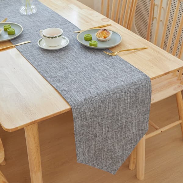 Grå Bordløber i Burlap med Kvast - Bordløber til Spisebord