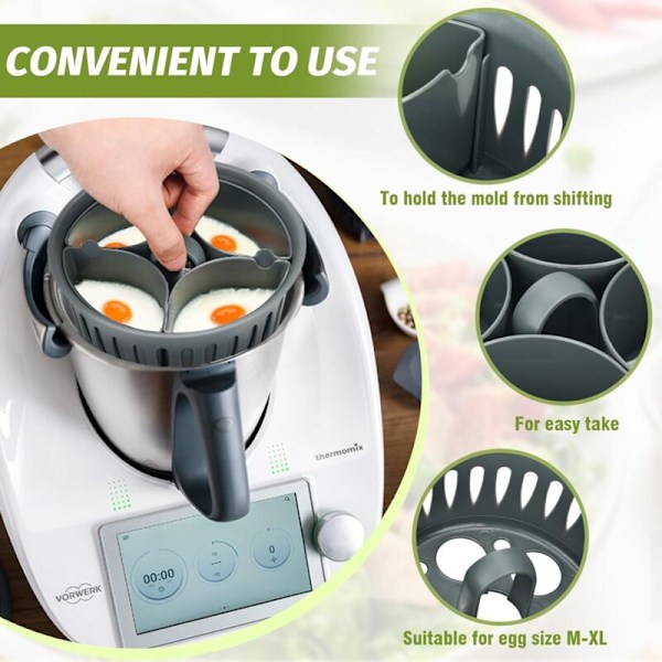 2-in-1 Munankeitin, Munankeitin Yhteensopiva Thermomix TM5 TM6 TM31:n Kanssa, Thermomix Munankeitin - Jopa 4 Uppomunaa ja 6 Keitettyä Munaa, Muffinit