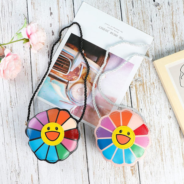 2 stk. Små Piger Crossbody Punge Farverige Blomster Taske Toddl