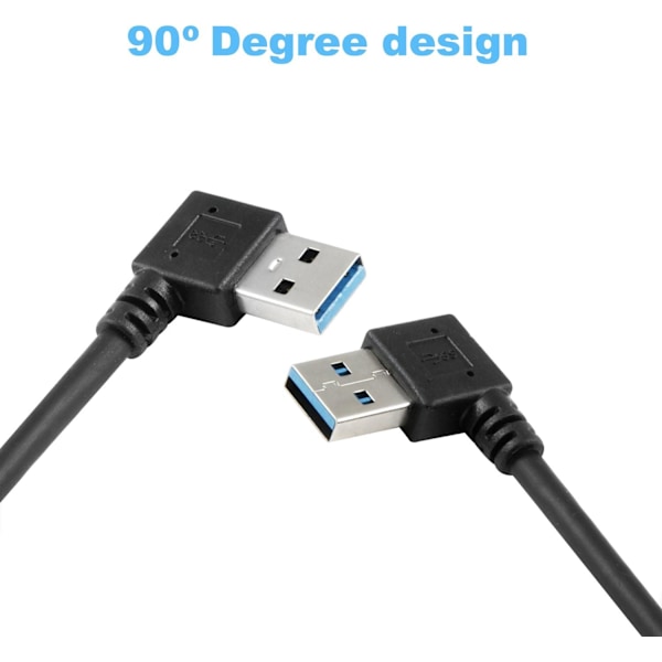 USB 3.0 Förlängningskabel - En Vänster & Höger Vinkel - Hane till Hona - 2