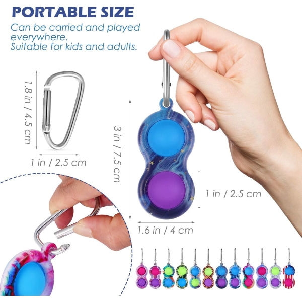 Simple Dimple Fidget Toy, Anti Stress för barn och Mini Tvåfärgad