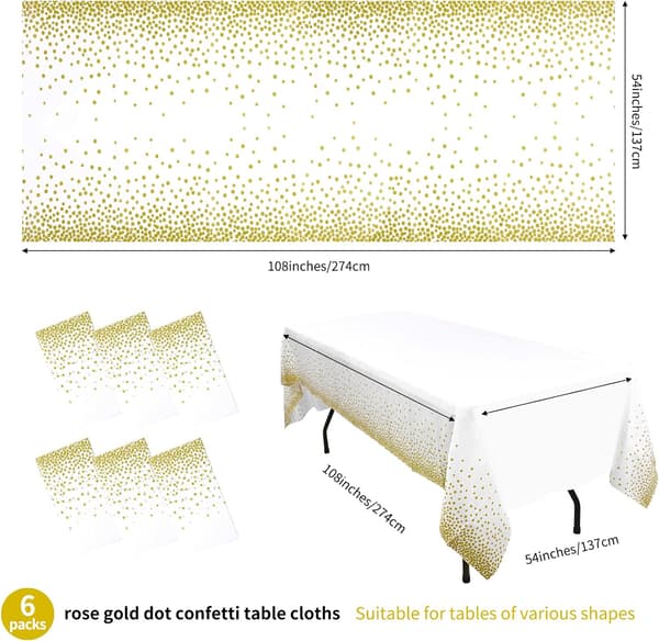 6-pack prickiga bordsdukar 54\" x 108\" guldprickiga bordsdukar