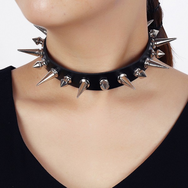 Seje Punk Choker Hjerteform Biker Læder Stud Chok til Kvinder og Mænd