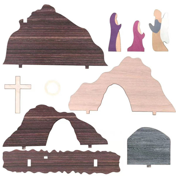 Påske Scene Træ Dekoration - Påskebord Dekoration, Påske Genopstandelse