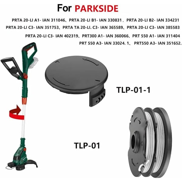 Set med 3 spolar med spolskydd för Parkside PRTA 20-Li A1 - IAN 31104