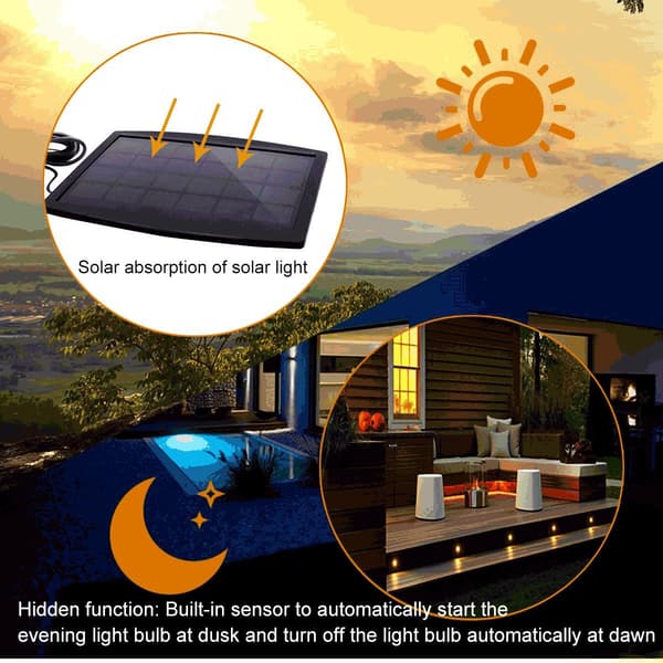 Et sett med 6 mini LED-spotlights solcelle LED-gulvlamper, 3W utendørs