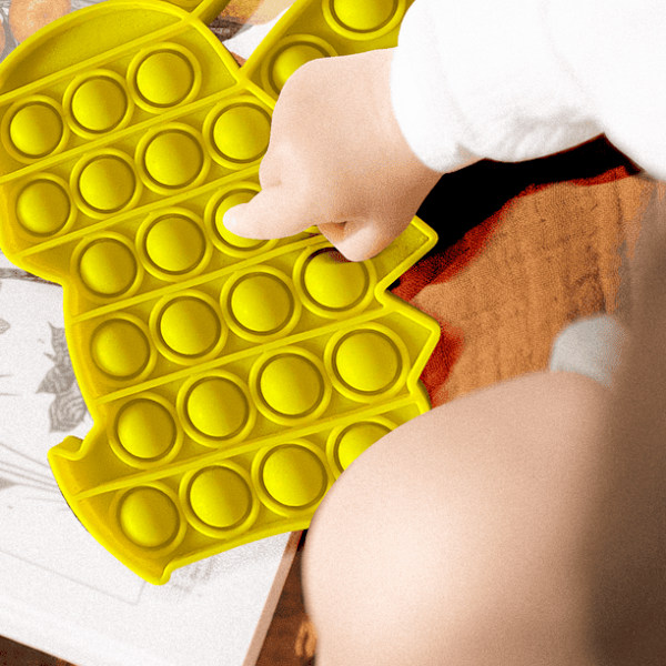 Pop Pop Fidget-leksak Det bubblar sensoriskt söt gul silikon lindra