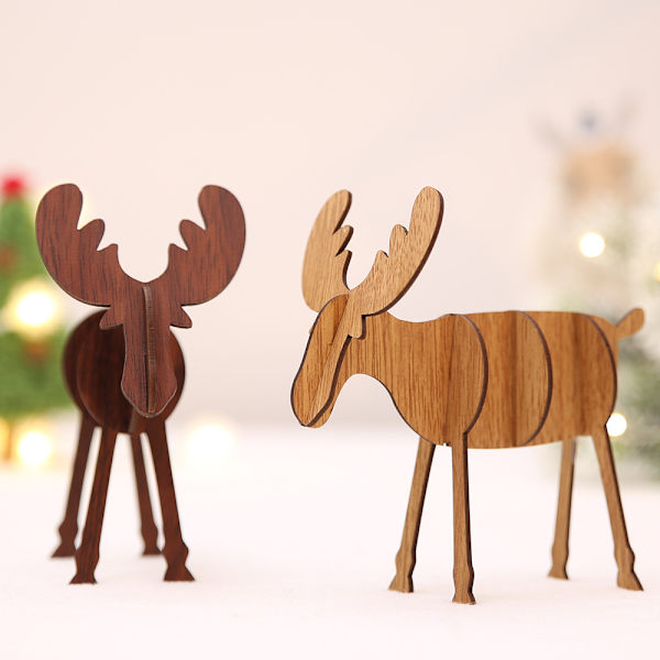 4 stk. DIY træ elg ornament, juledekoration forsyninger, Crea