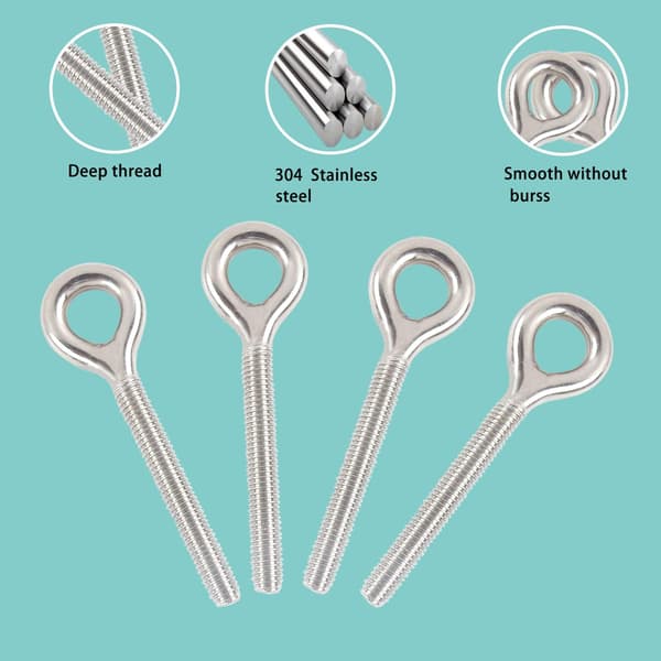 M8 304 Rustfrit Stål Ring Skrue Gevindstang Ring Bolt 5PCS