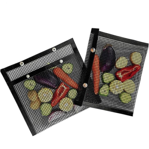 2-pack svarta BBQ-väskor/Grillmesh-väskor - olika storlekar