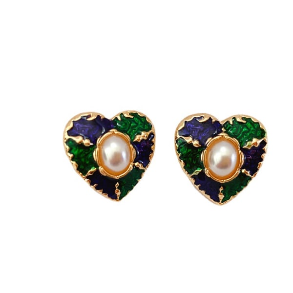 Retro Temperament Exquisite Flower Drop Glaze Enamel Stud Earring