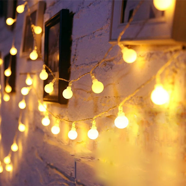 Led Globe String Lights Batteridriven  20Ft 40 LEDs  Varm Vit