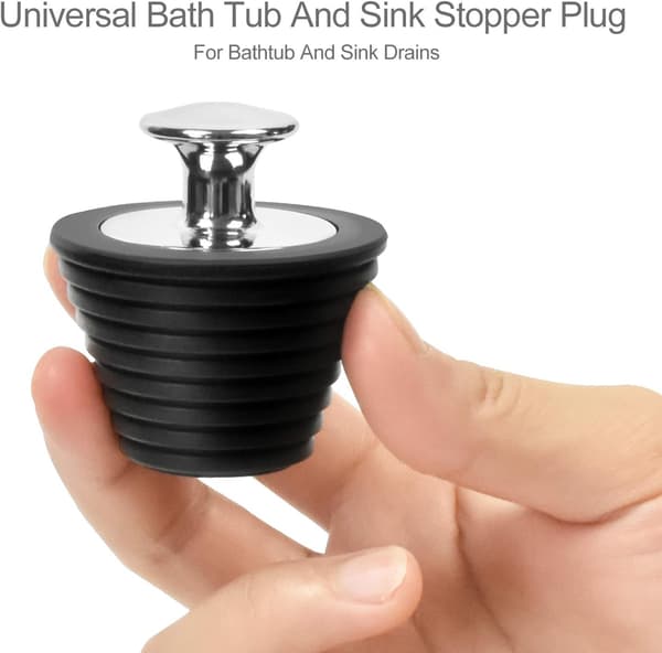 2 Universal Propper til Badekar og Håndvask Sort og Grå