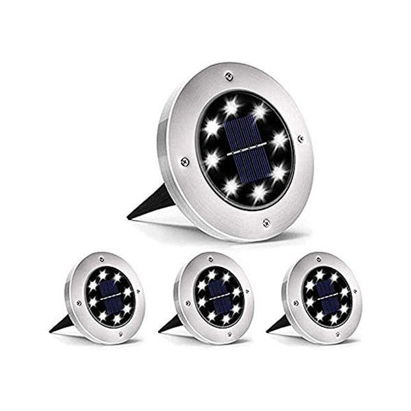 Udendørs solcellelys, solcellelampe til have 4 pakke 8 LED forsænket