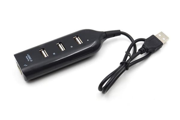 USB 2.0 Hub med 4 porter, svart