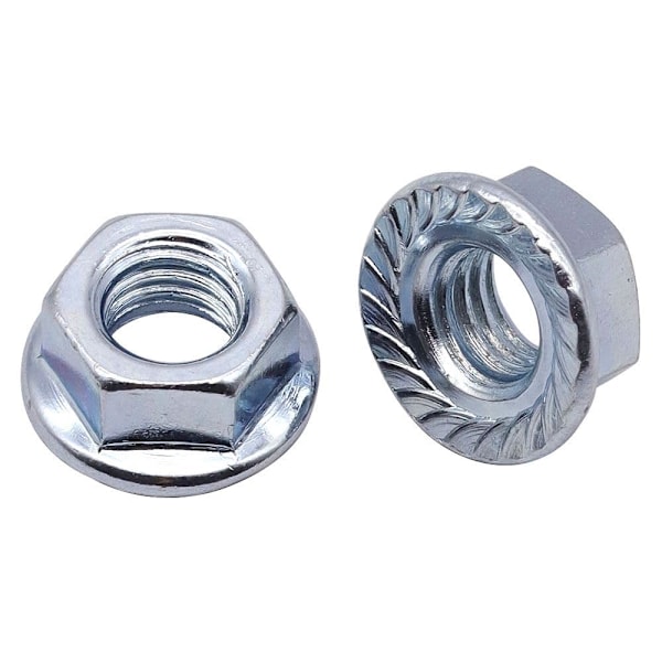 M10 standard stigning, sekskantmutter med tagger, 5 stk
