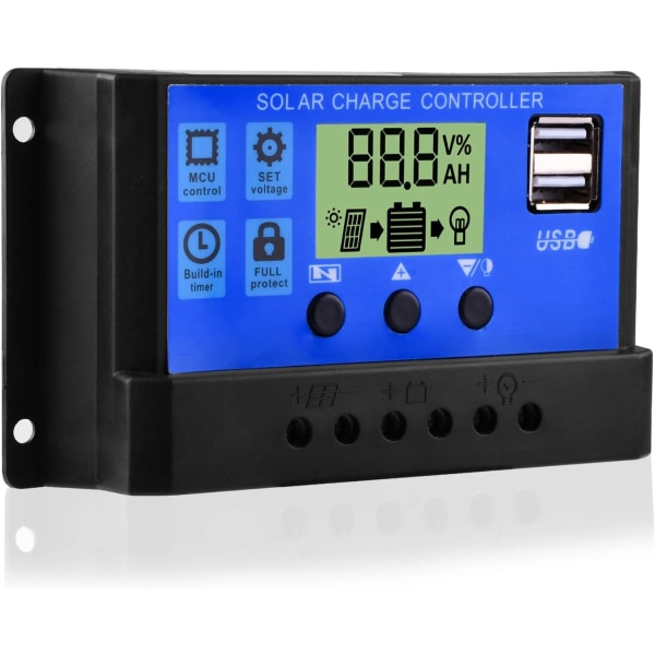 30A 12V/24V PWM Solcellepanel Regulator Intelligent Batteri Sol C