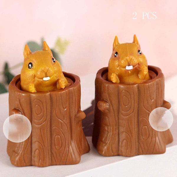 2-delade Squeeze Squirrel Toys Stress Relief Wicked Squirrel Cup,