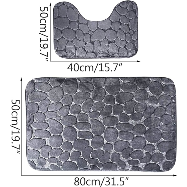Ett set med 2 badrumsmattor, halkfria sittdynor, mjukt badrum