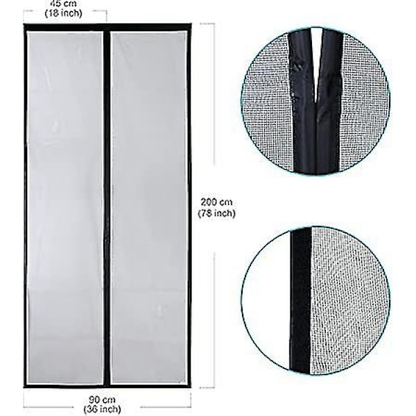 (90 X 210 Cm)Vp Magnet Fly Screen Door, Insektnet Balkon Dør Med