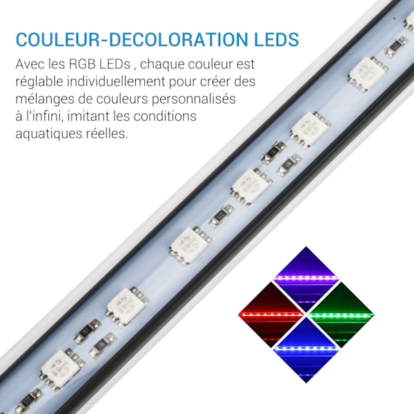 RGB LED-lampe til akvarium, vandtæt og nedsænkelig rørlampe LE