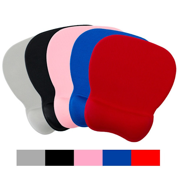 Grå musematte med ergonomisk håndleddsstøtte, musematte med minnefo