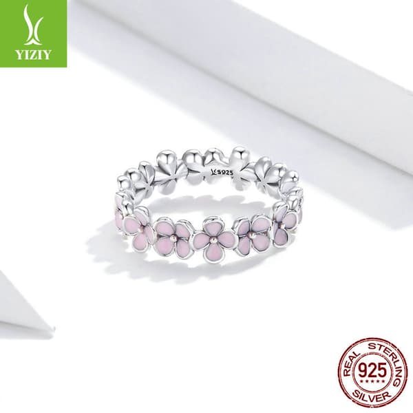 Sterling Sølv Ring Rosa Blomsterkrans