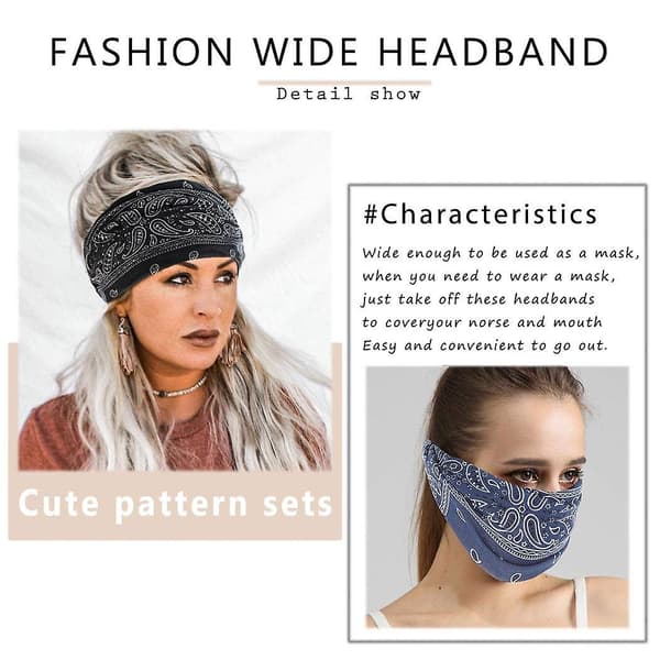 Boho Bandeau Hodebånd Bred Knute Hår Sjal Hårbånd Elastisk Tur