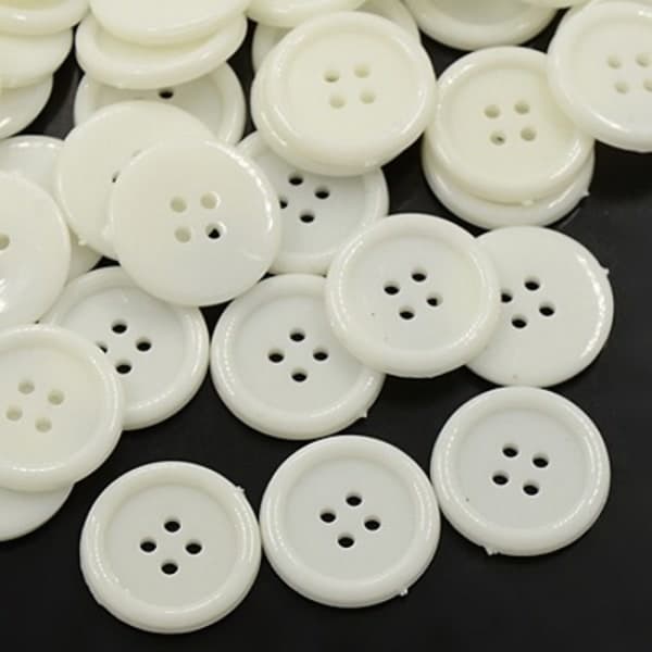 20 knappar - Vit - 20 mm
