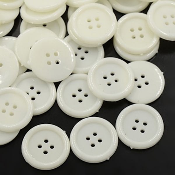 20 Knapper - Hvit - 20 mm