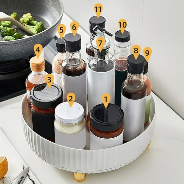 Non Skid Turntable Cabinet Organizer - 360 Degree Rotating Spice R