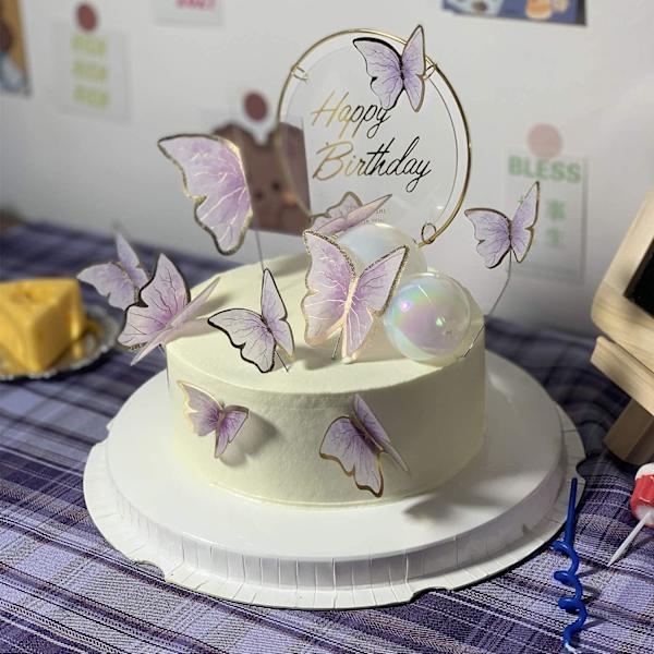 11 kappaletta purppuraa perhoskakun päällisiä Hyvää syntymäpäivää Metalli G