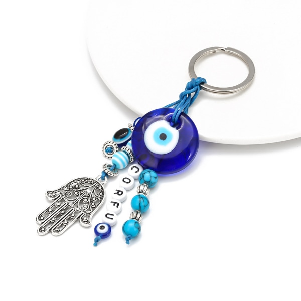 Turkiskt blått onda öga nyckelring Lycka till nyckelring Amulettpärla Bles