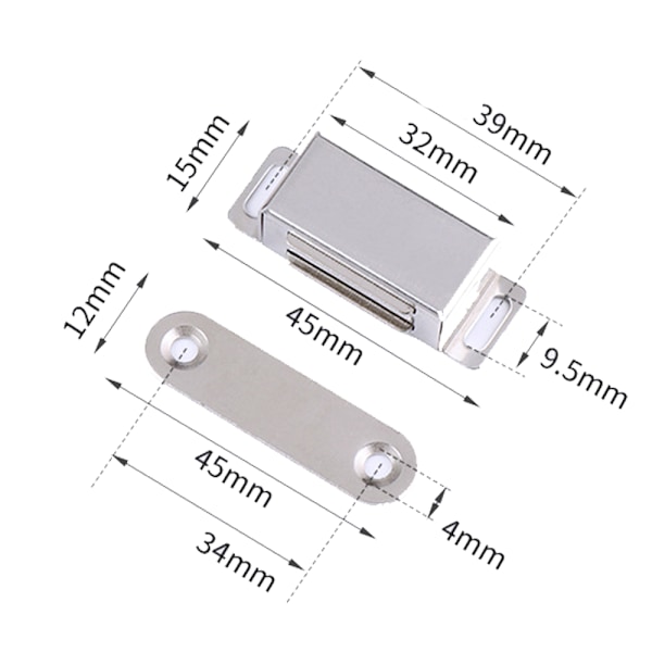 Magnetiske låser, magnetiske dørstopper, rustfritt stål, m