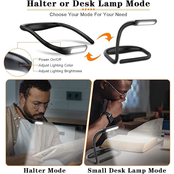 Halsleselampe, LED-leselampe, leselampe for lesing i