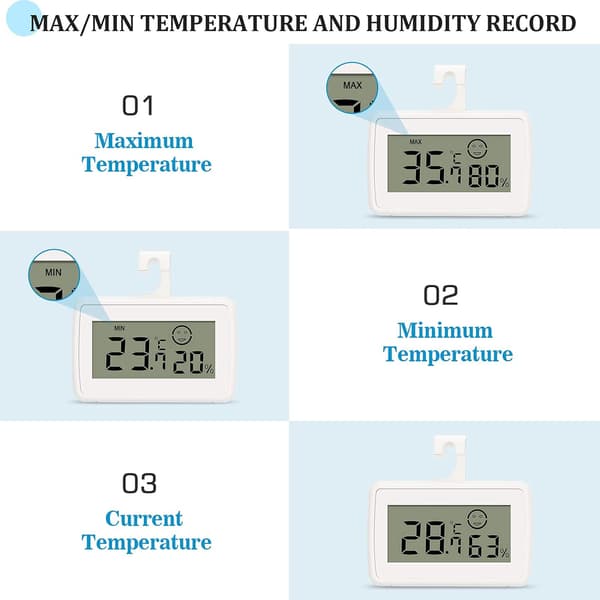 2 Mini Digital LCD Termometer Hygrometer med Maks/Min Opptak,