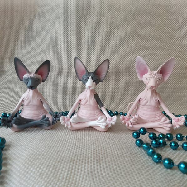 Sphynx Kat Mediterende Statue Samleobjekter Zen Yoga Relax