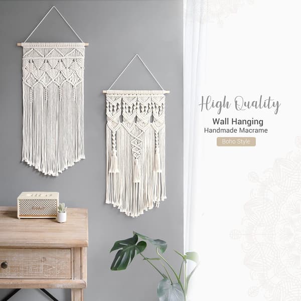 2 st Macrame vävd väggbonad Boho Home Chic Bohemian Geometri