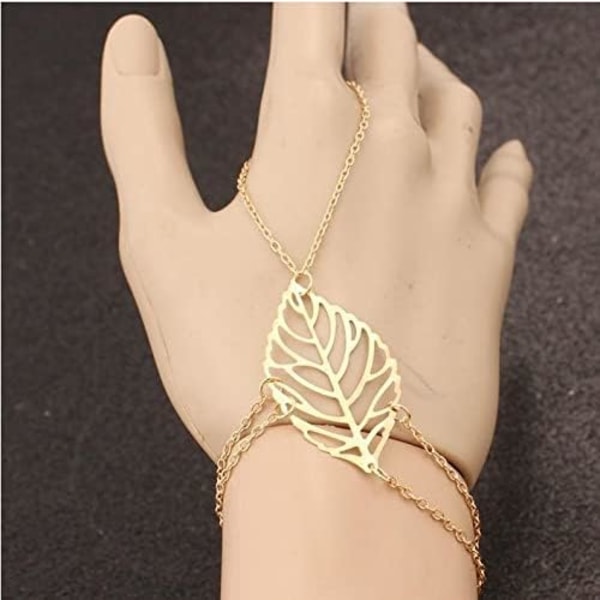 Slavarmband Gold Leaf Finger Ring Armband Simple Beach Hand