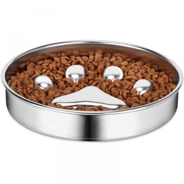 Rustfrit Stål Anti-Glutton Hundebolle, Langsom Foderhundebolle med Anti-Skrid