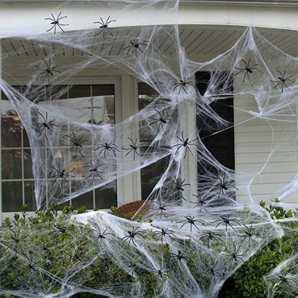 Halloween Stretch hämähäkinverkko sisä- ja ulkokäyttöön Spooky Spider Webb
