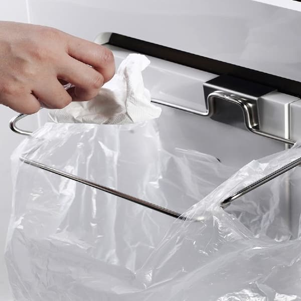 Over skapet Wire Small Trash Container, Trash Bag Holder Rac