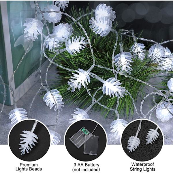 Joulu männynkäpy string valot 40 LED 19.68 jalkaa String valot