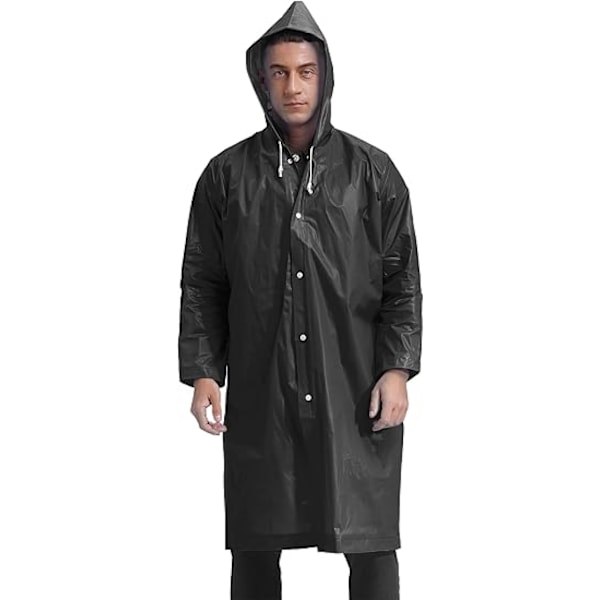 Regnponcho til Mænd Voksne, Foldbar Regnponcho - Sort - Elastisk Dr