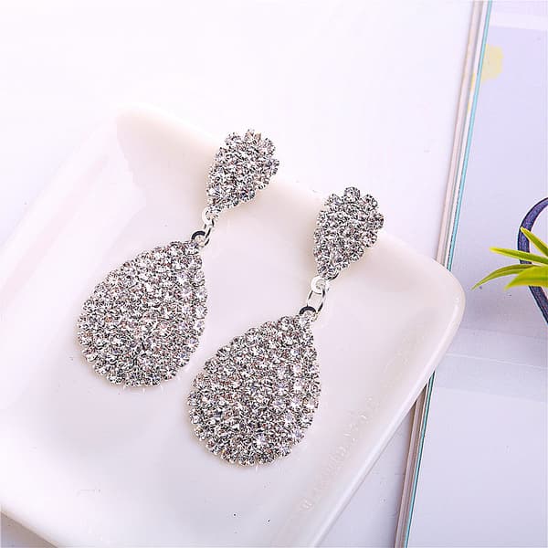 Kvinde Rhinestone Crystal Bryllup Brude Drop Dangle Lysekrone