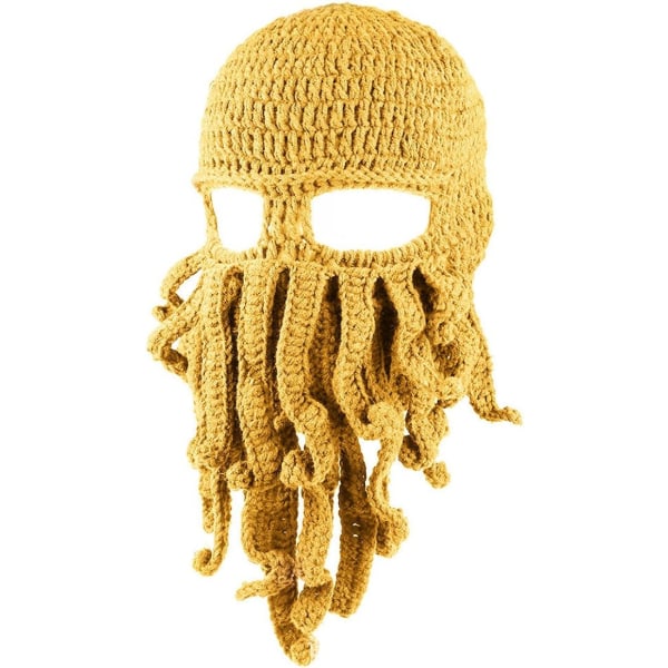 Balaclava blæksprutte tentakel maske strikket sjov hue skæghjelm sk