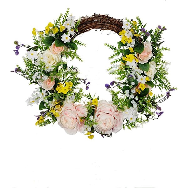 Kunstig pæonkrans Håndlavet blomsterkrans med eukalyptus Le